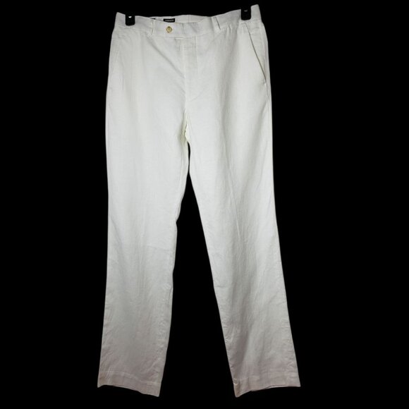 Michael Kors Mens Greenwich Linen Blend Pants White Size 32 - Picture 1 of 16